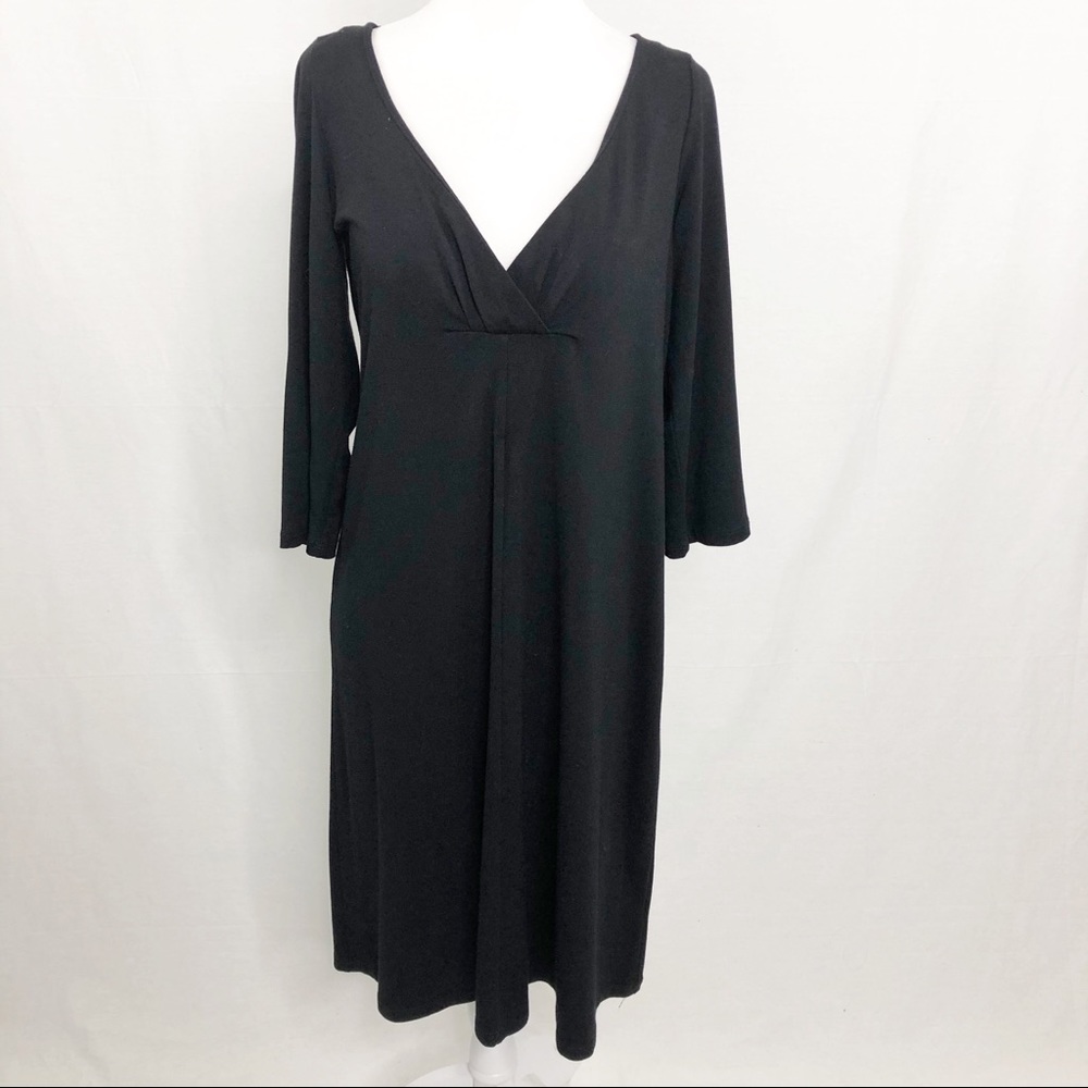 Eileen Fisher V-Neck Dress, Size Small, Black
